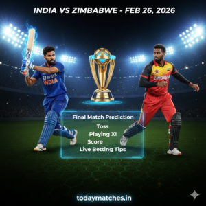 India vs Zimbabwe 26 Feb 2026: Final Match Prediction, Toss, Playing XI, Score & Live Betting Tips | todaymatches.in