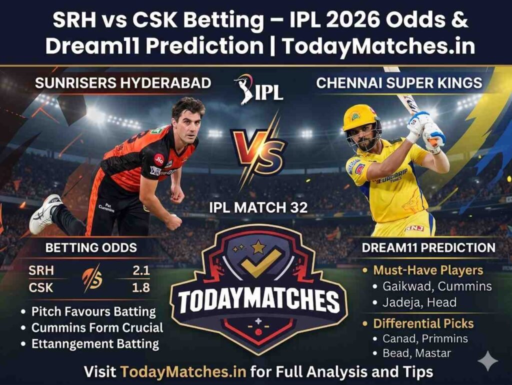 SRH vs CSK betting – Rajiv Gandhi International Stadium Hyderabad IPL 2026