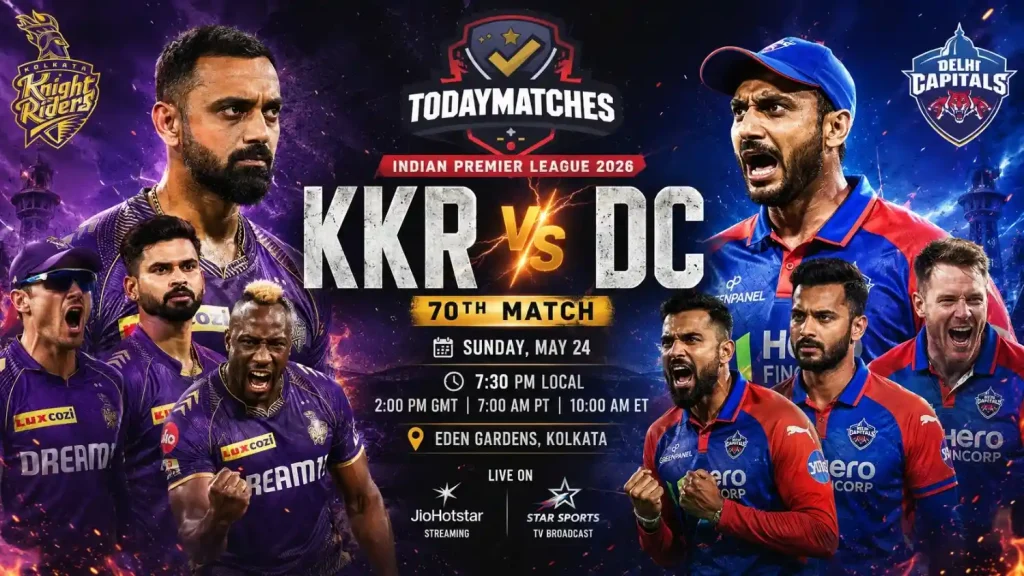 KKR vs DC IPL 2026 Match Poster – Eden Gardens Kolkata