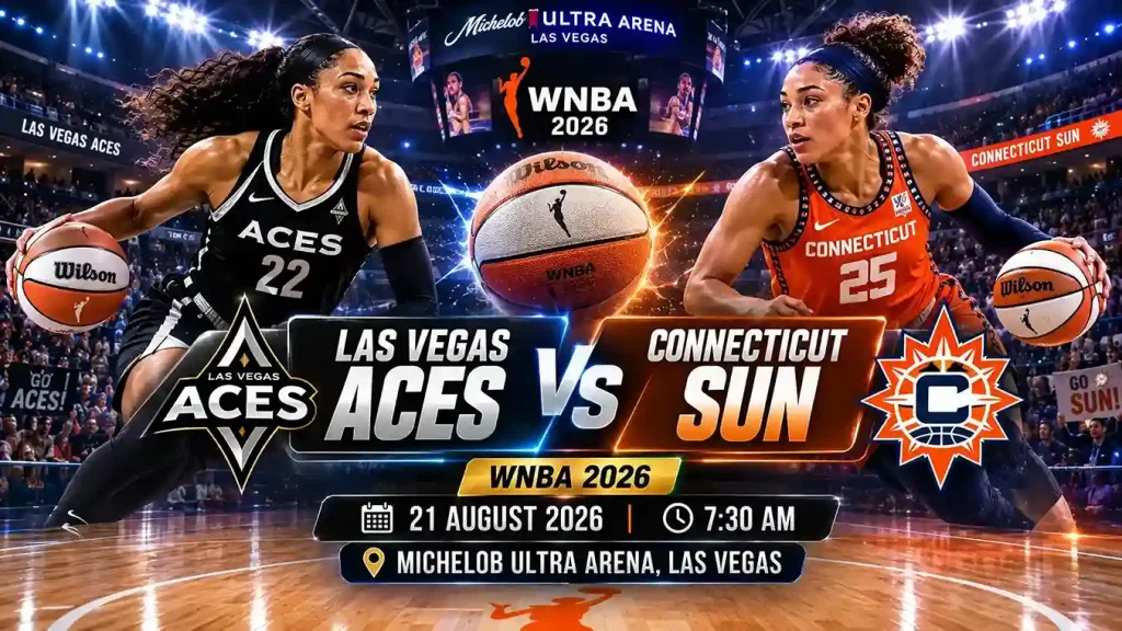 Current image: Las Vegas Aces vs Connecticut Sun WNBA 2026 match preview banner – Todaymatch.