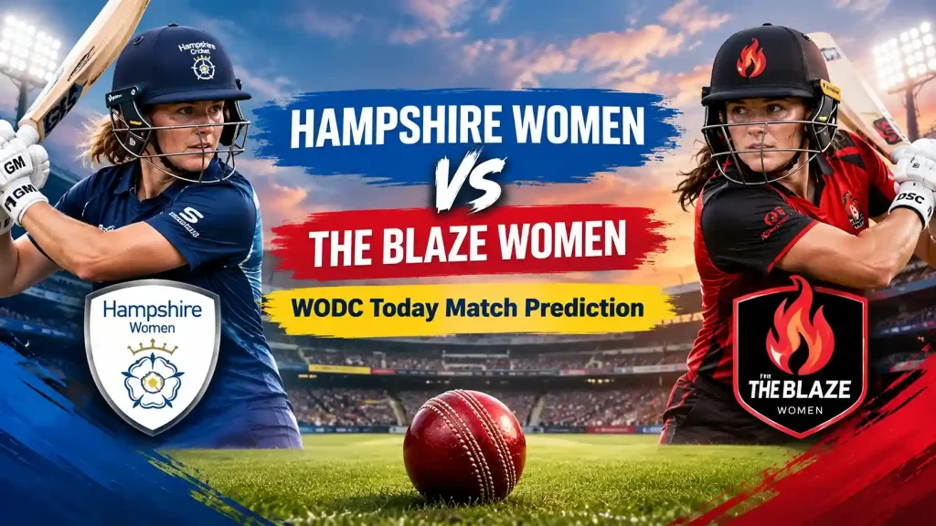 Current image: Hampshire Women vs The Blaze Women WODC today match prediction cricket graphic, todaymatch.